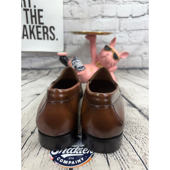 GH Bass Weejuns Penny Loafers Mens 11.5 Leavitt Flat Strap Brown Leather NEW - Picture 2 of 9